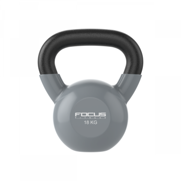 Kettlebell - Focus Fitness Vinyl - 18 kg - Grijs