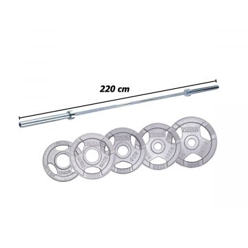 Olympische Halterset 100 kg - Focus Fitness Hamerton - 220 cm - 50 mm - Gietijzer