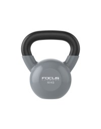 Kettlebell - Focus Fitness Vinyl - 18 kg - Grijs