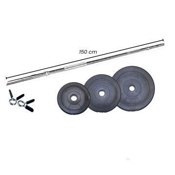 Halterset 35 kg - Focus Fitness - 150 cm - 30 mm - Kunststof
