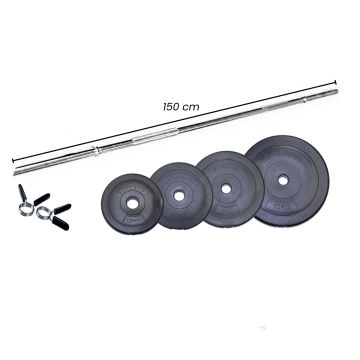 Halterset 60 kg - Focus Fitness - 150 cm - 30 mm - Kunststof
